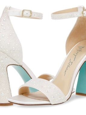 Blue By Betsey Johnson Dani Heels Sandals Pearl Size 9.5 Bride Wedding Prom New